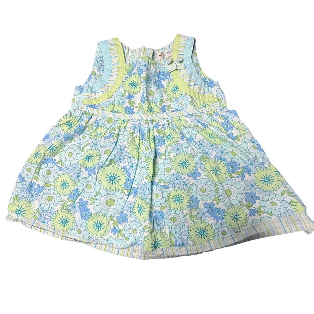 Vintage George Infant Floral Sleeveless Dress - Blue,‎ Green, White - 12 Months